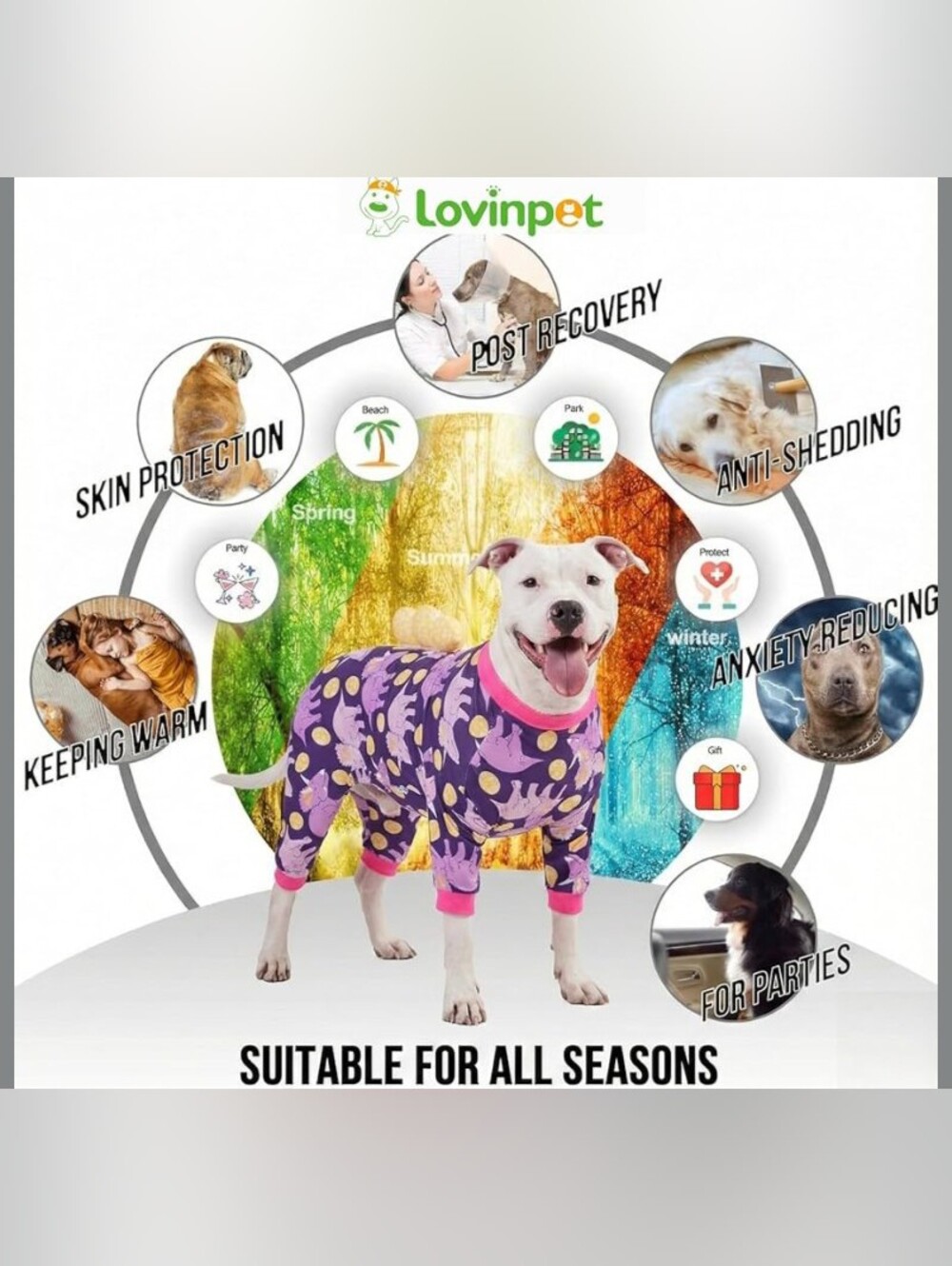 LovinPet Large Dog 🐶 Pajamas, Four-Leg Stretch Onesie Bodysuit,Size L - Picture 6 of 8